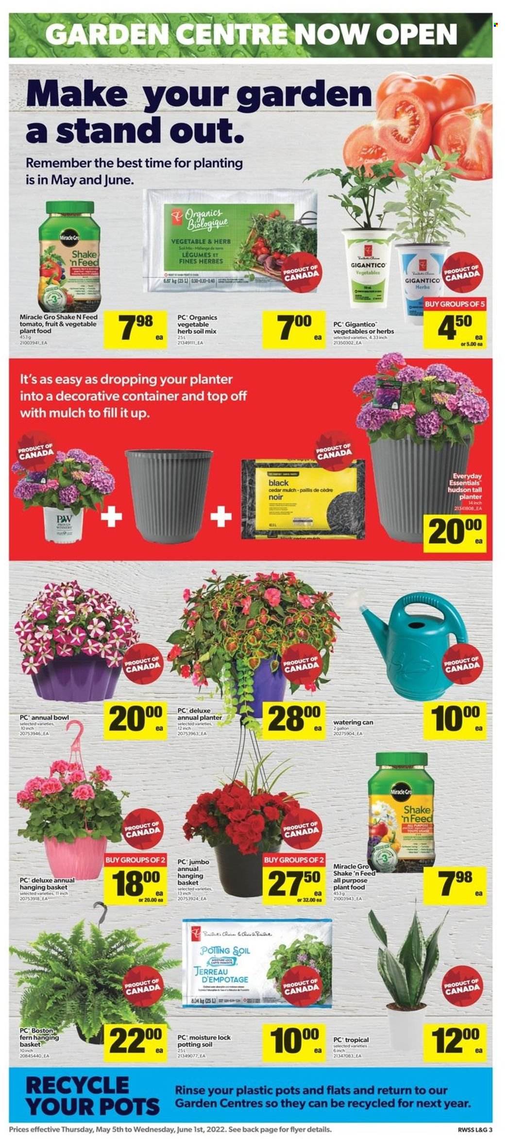 thumbnail - Real Canadian Superstore Flyer - May 05, 2022 - June 01, 2022 - Sales products - shake, basket, pot, bowl, container, watering can, garden mulch. Page 3.