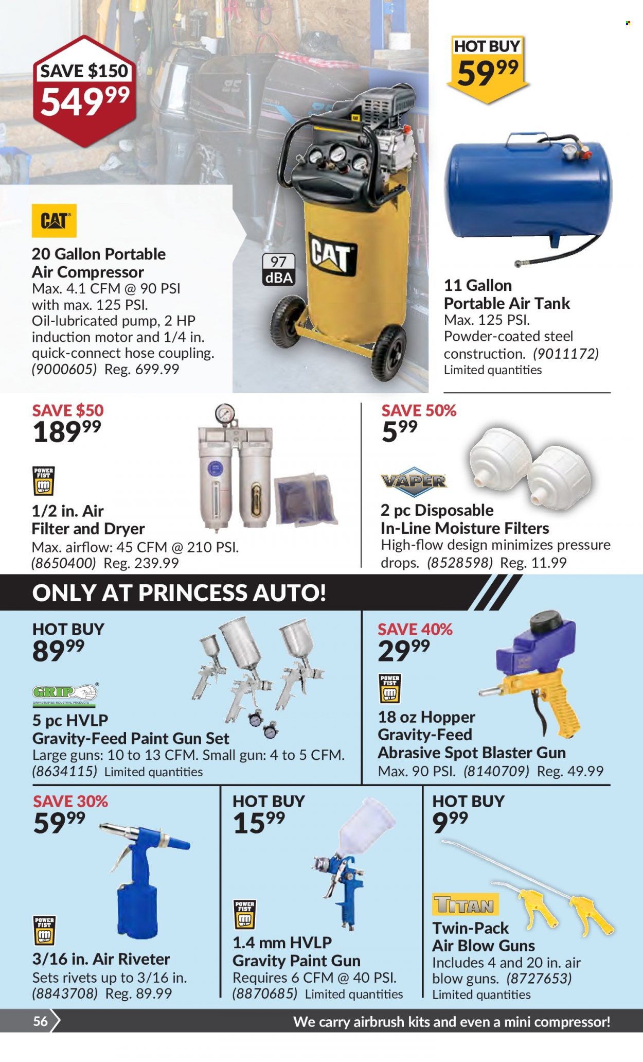 thumbnail - Princess Auto Flyer - May 10, 2022 - May 22, 2022 - Sales products - paint, tank, air compressor, air tank, pump, air filter. Page 59.