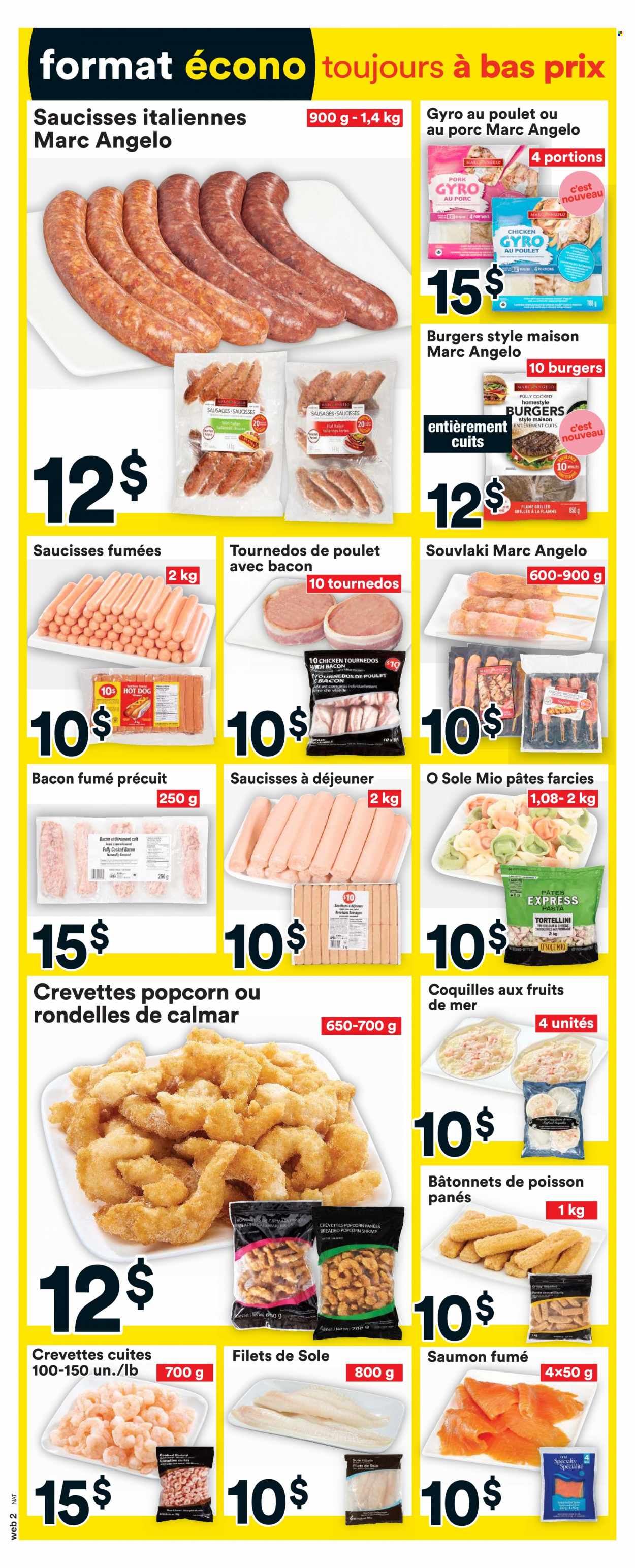thumbnail - Super C Flyer - May 12, 2022 - May 18, 2022 - Sales products - shrimps, hot dog, hamburger, pasta, tortellini, bacon, sausage, cheese, Ron Pelicano. Page 10.
