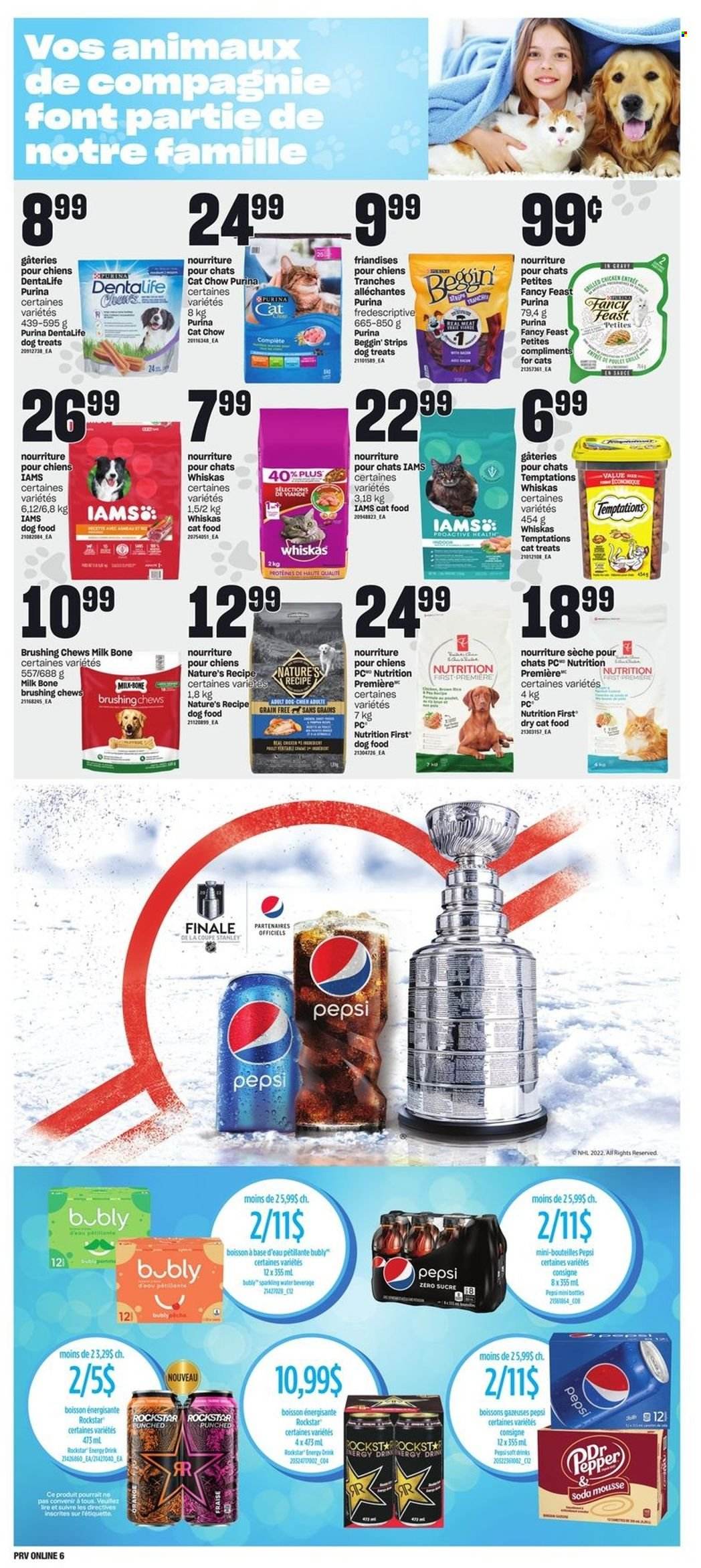 thumbnail - Provigo Flyer - May 12, 2022 - May 18, 2022 - Sales products - milk, strips, chewing gum, pepper, Pepsi, Rockstar, soda, Whiskas. Page 15.
