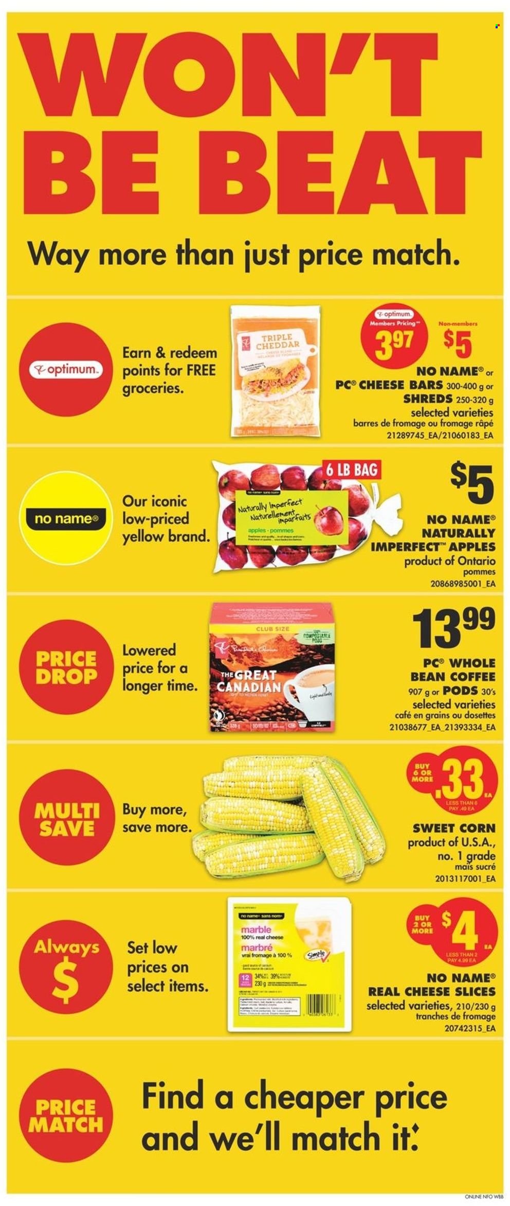thumbnail - No Frills Flyer - May 12, 2022 - May 18, 2022 - Sales products - corn, sweet corn, apples, No Name, sliced cheese, cheddar, cheese, coffee, Optimum. Page 2.