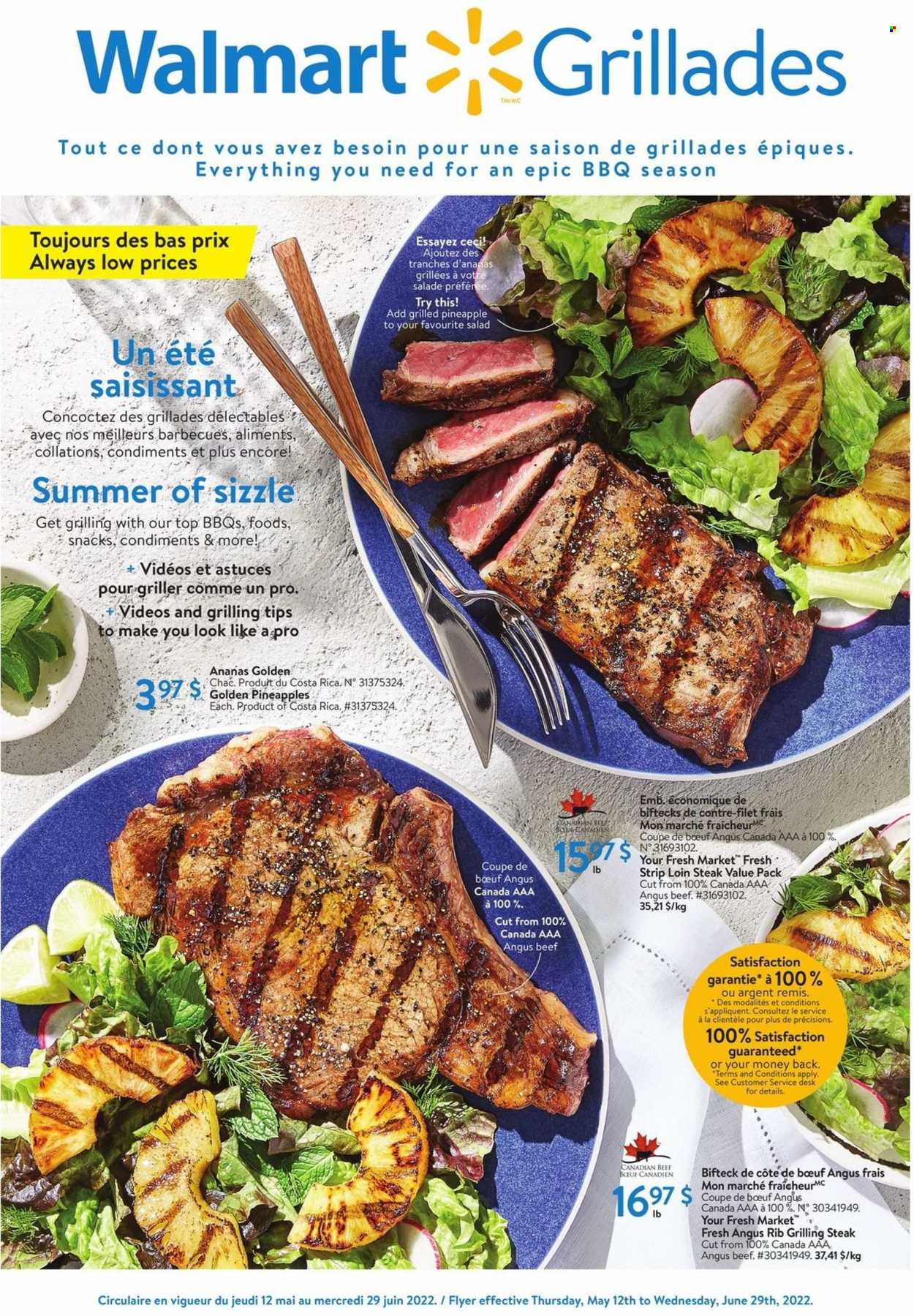thumbnail - Walmart Flyer - May 12, 2022 - June 29, 2022 - Sales products - pineapple, snack, beef meat, desk, steak. Page 1.