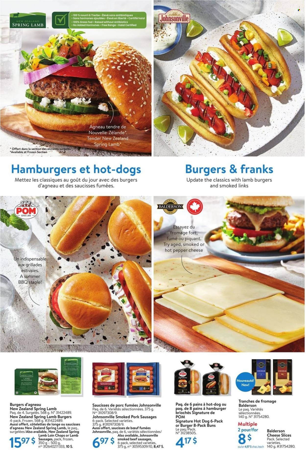 thumbnail - Walmart Flyer - May 12, 2022 - June 29, 2022 - Sales products - buns, hot dog, hamburger, Johnsonville, sausage, beef sausage, sliced cheese, cheddar, cheese, pepper, lamb loin, lamb meat. Page 2.