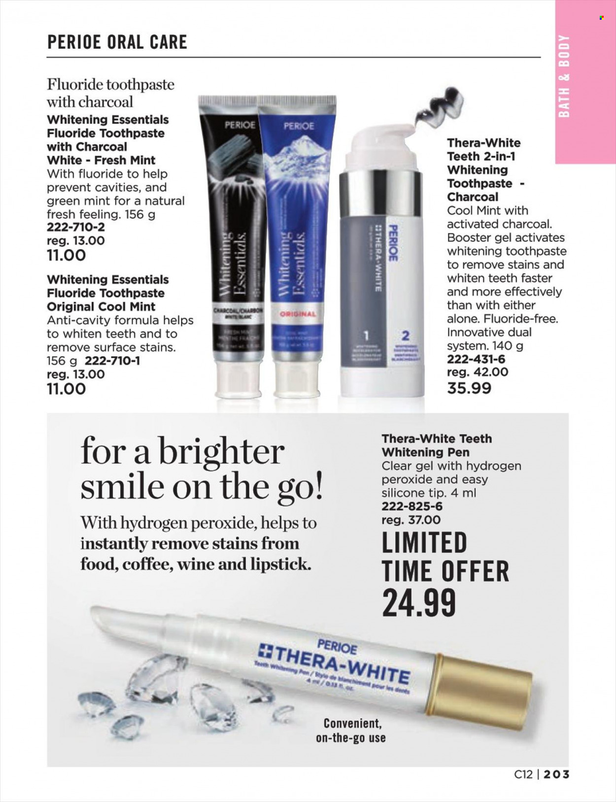 thumbnail - Avon Flyer - Sales products - toothpaste, lipstick, activated charcoal, Go!. Page 203.