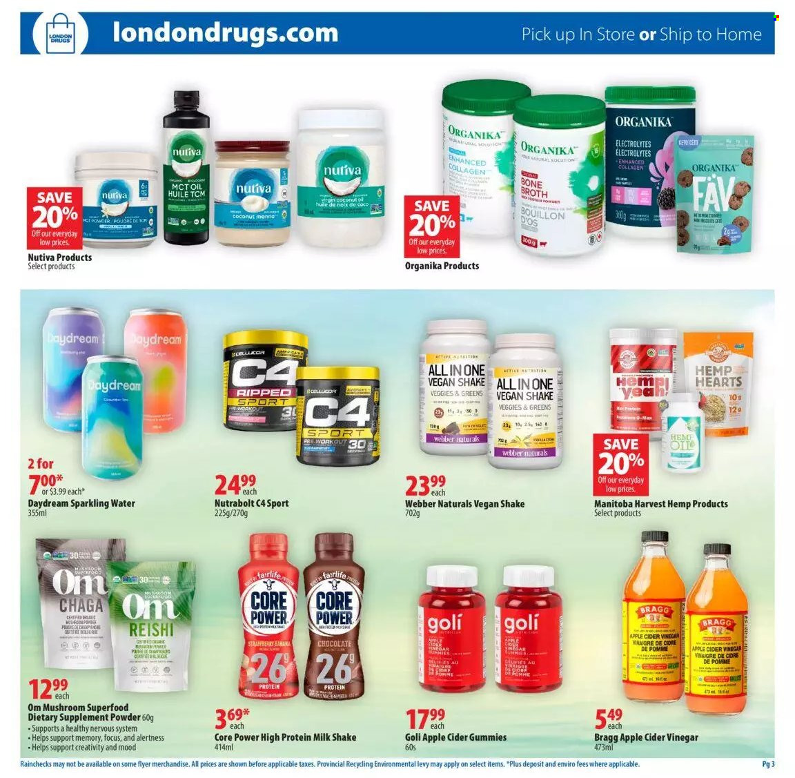 thumbnail - London Drugs Flyer - May 13, 2022 - May 25, 2022 - Sales products - chocolate, bouillon, broth, mushrooms, apple cider vinegar, vinegar, sparkling water, dietary supplement. Page 3.