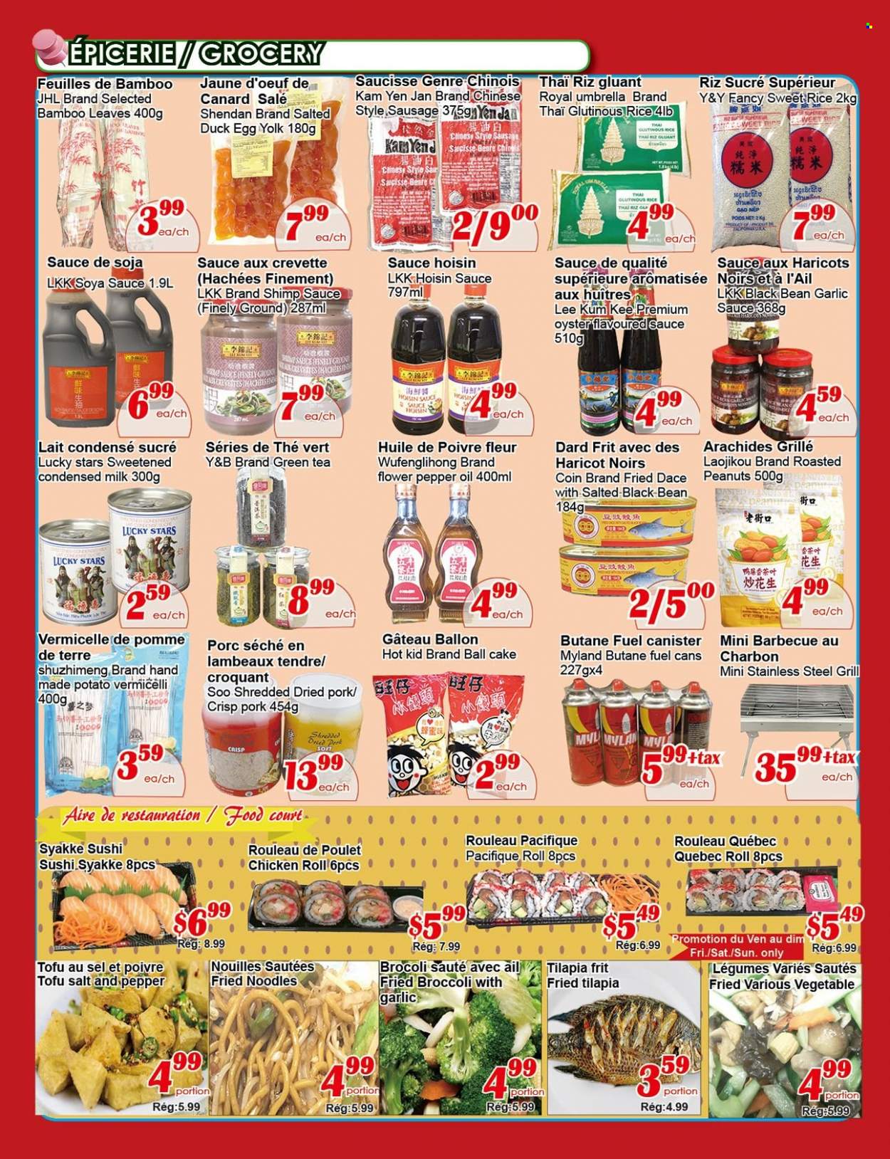 thumbnail - Marché C&T Flyer - May 12, 2022 - May 18, 2022 - Sales products - broccoli, tilapia, oysters, sauce, noodles, sausage, tofu, milk, condensed milk, eggs, rice, pepper, soy sauce, hoisin sauce, Lee Kum Kee, garlic sauce, oil, roasted peanuts, peanuts, green tea, tea. Page 3.