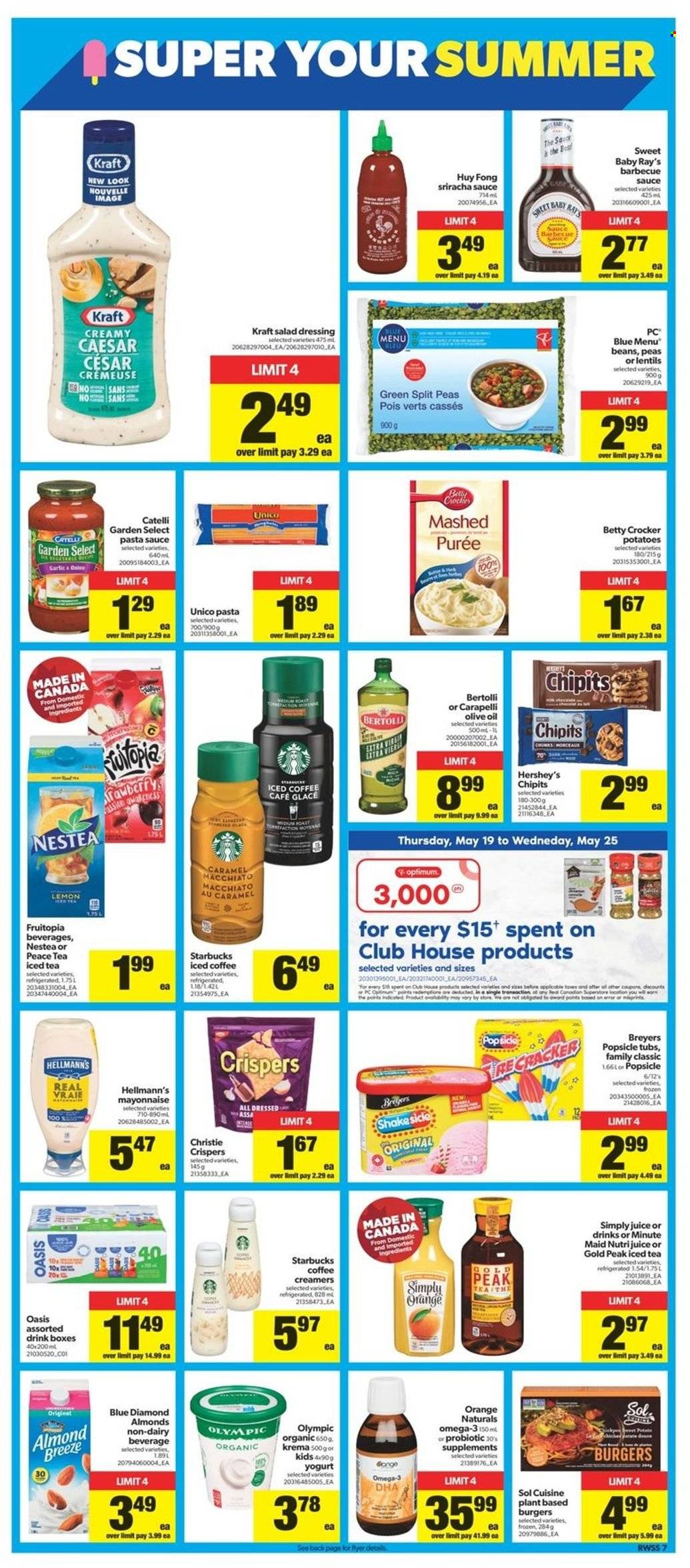 thumbnail - Circulaire Real Canadian Superstore - 19 Mai 2022 - 25 Mai 2022 - Produits soldés - Caesar, mayonnaise, glace, Oasis, café, Starbucks, dressing. Page 7.