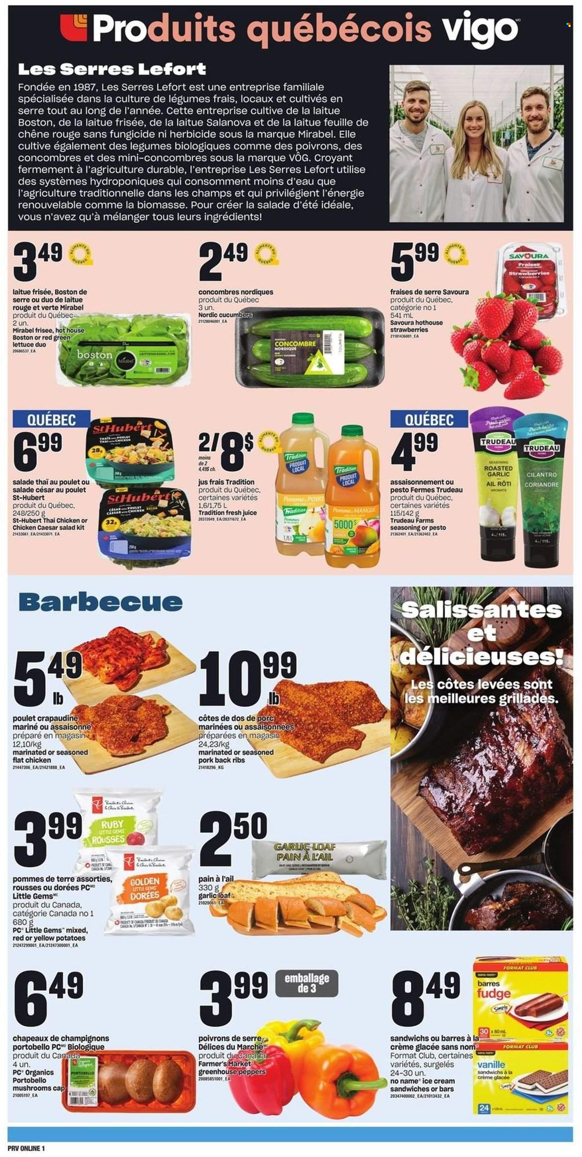 thumbnail - Provigo Flyer - May 19, 2022 - May 25, 2022 - Sales products - portobello mushrooms, potatoes, No Name, ice cream sandwich, fudge, cilantro, spice, juice, sake, pork meat, pork ribs, pork back ribs, pesto. Page 5.
