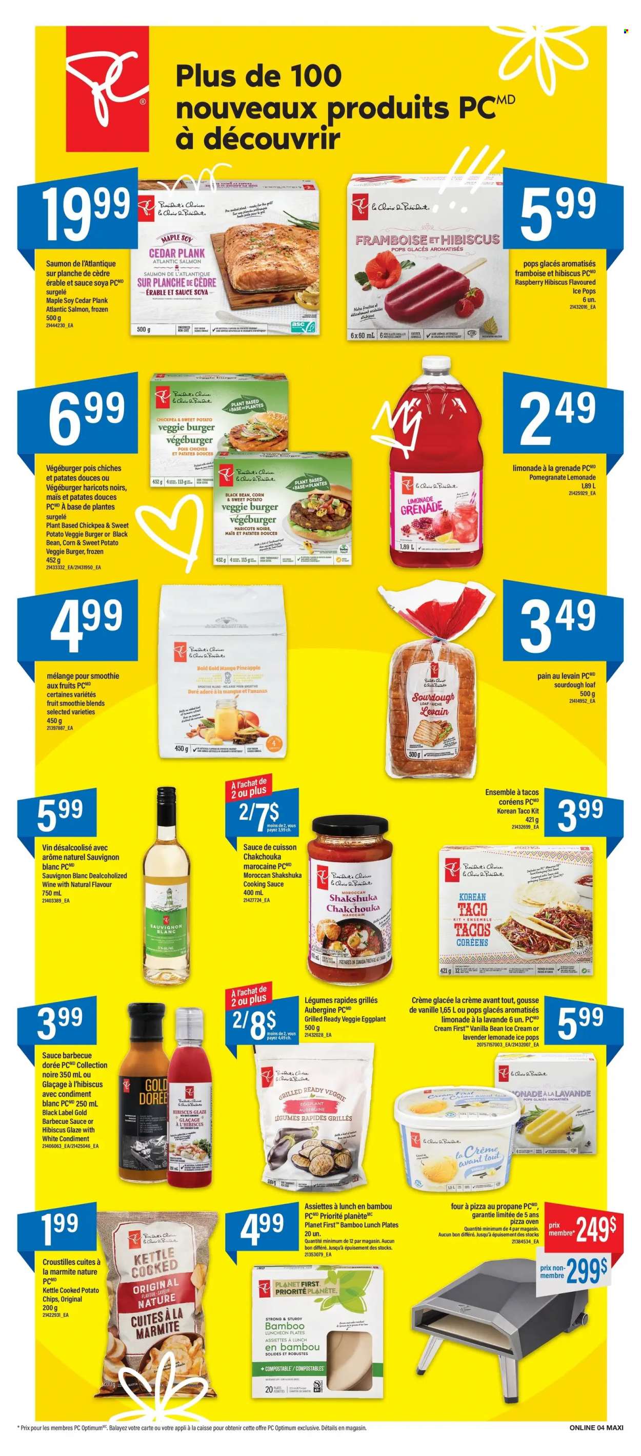 thumbnail - Maxi & Cie Flyer - May 19, 2022 - May 25, 2022 - Sales products - tacos, corn, sweet potato, eggplant, mango, pineapple, pomegranate, salmon, pizza, veggie burger, lunch meat, ice cream, BBQ sauce, lemonade, smoothie, white wine, Sauvignon Blanc. Page 9.