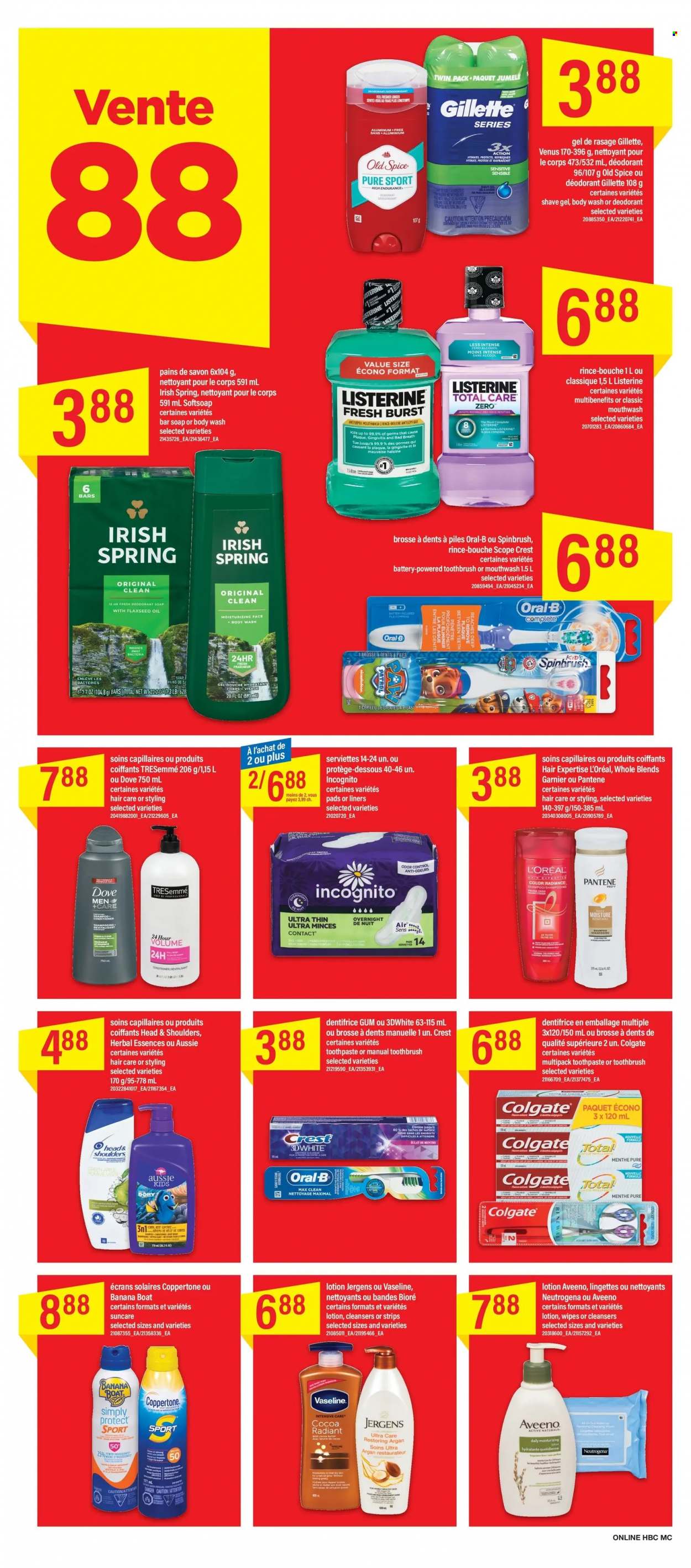 thumbnail - Maxi & Cie Flyer - May 19, 2022 - May 25, 2022 - Sales products - strips, spice, oil, alcohol, wipes, Aveeno, body wash, Softsoap, Vaseline, soap bar, soap, toothbrush, toothpaste, mouthwash, Crest, sanitary pads, L’Oréal, Bioré®, Aussie, conditioner, TRESemmé, Herbal Essences, body lotion, Jergens, anti-perspirant, Gillette, shave gel, Venus, Dove, Colgate, Garnier, Listerine, Neutrogena, shampoo, Head & Shoulders, Pantene, Old Spice, Oral-B, deodorant. Page 13.