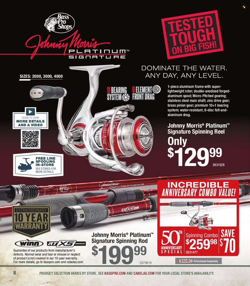 thumbnail - Bass Pro Shops Flyer - Sales products - Bass Pro, reel, spinning reel. Page 8.