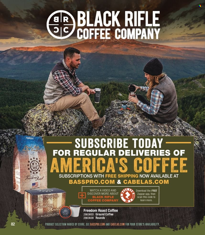 thumbnail - Bass Pro Shops Flyer - Sales products - coffee, ground coffee, watch. Page 82.