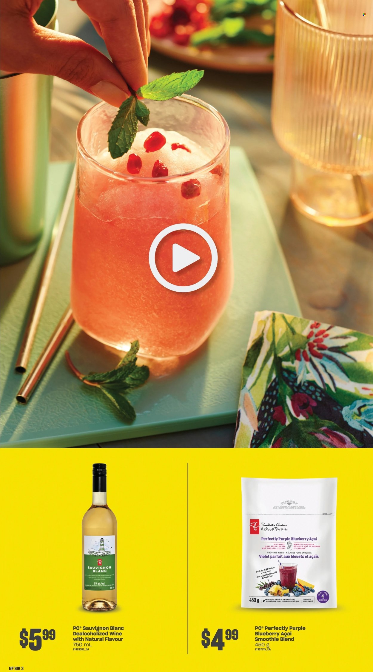 thumbnail - No Frills Flyer - May 19, 2022 - July 13, 2022 - Sales products - mango, pineapple, smoothie, white wine, wine, Sauvignon Blanc. Page 3.