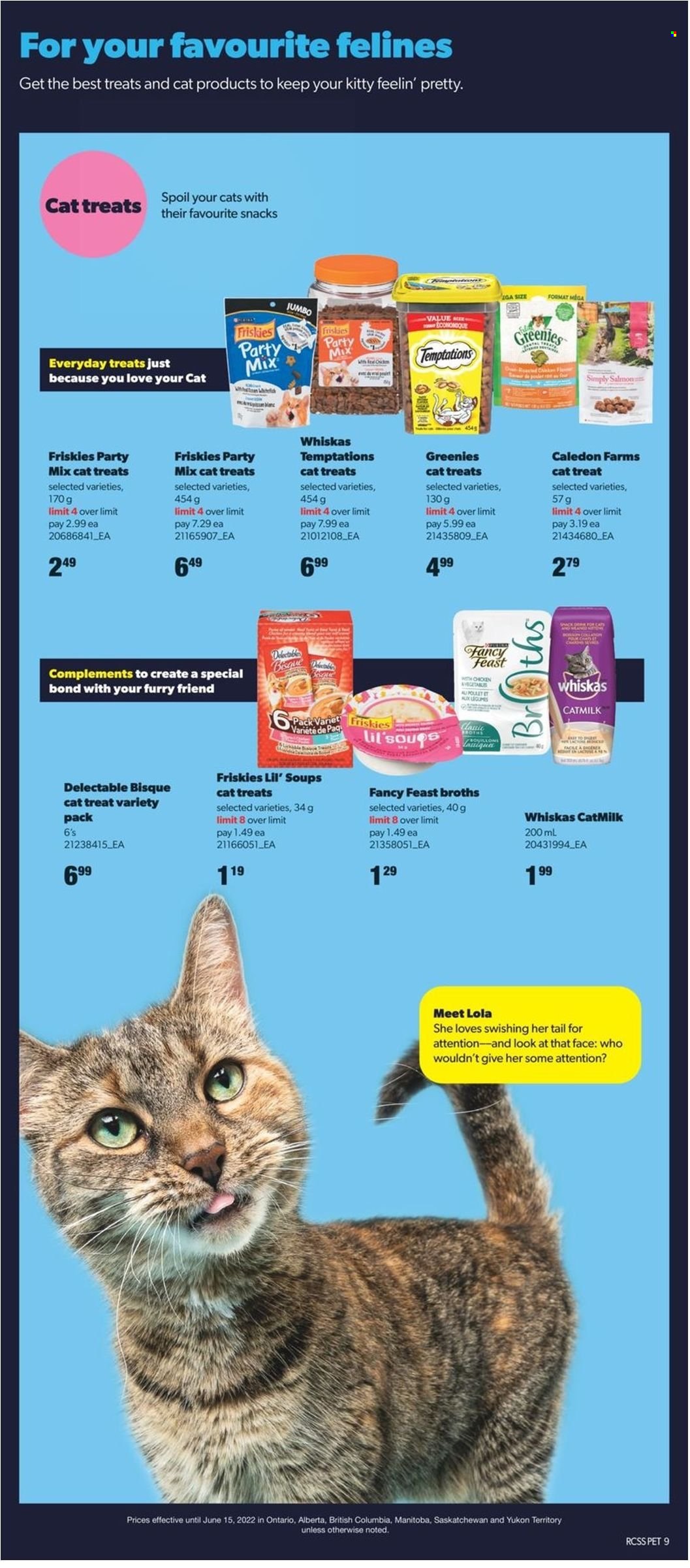 thumbnail - Real Canadian Superstore Flyer - May 19, 2022 - June 15, 2022 - Sales products - snack, Greenies, Fancy Feast, Friskies, Whiskas. Page 8.