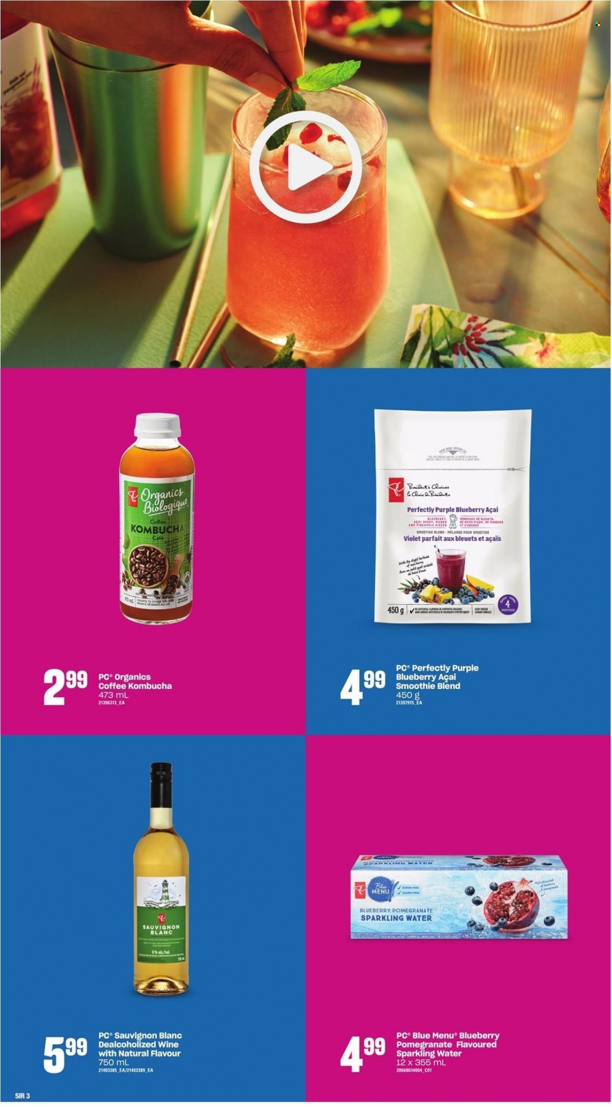 thumbnail - Atlantic Superstore Flyer - May 19, 2022 - July 13, 2022 - Sales products - pomegranate, smoothie, sparkling water, kombucha, coffee, white wine, wine, Sauvignon Blanc. Page 3.