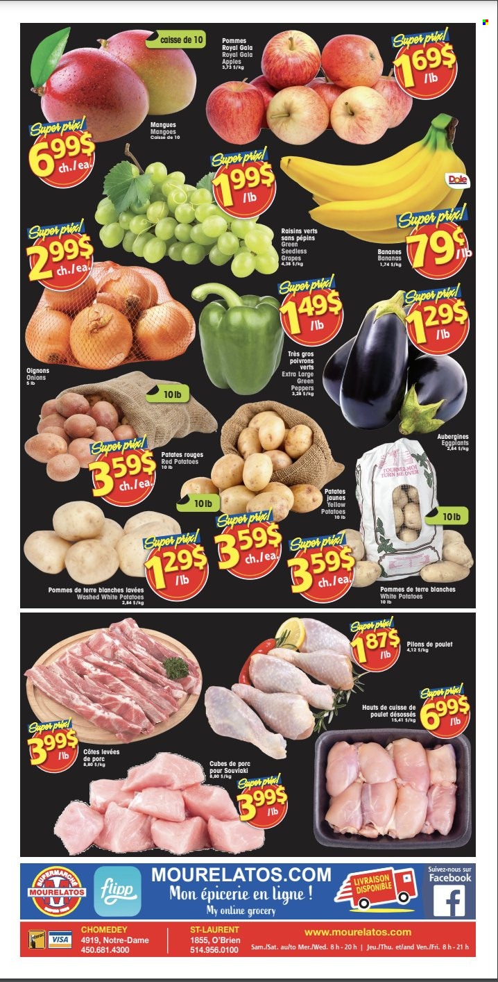 thumbnail - Mourelatos Flyer - May 19, 2022 - May 25, 2022 - Sales products - potatoes, onion, Dole, peppers, eggplant, red potatoes, apples, bananas, Gala, grapes, mango, seedless grapes, dried fruit, raisins. Page 2.