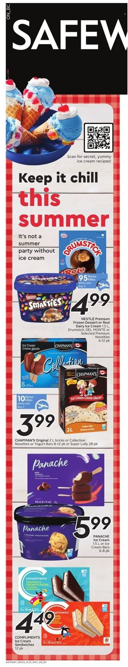 thumbnail - Safeway Flyer - May 19, 2022 - May 25, 2022 - Sales products - ice cream, ice cream bars, ice cream sandwich, cookies, lollipop, L'Or, Nestlé. Page 18.