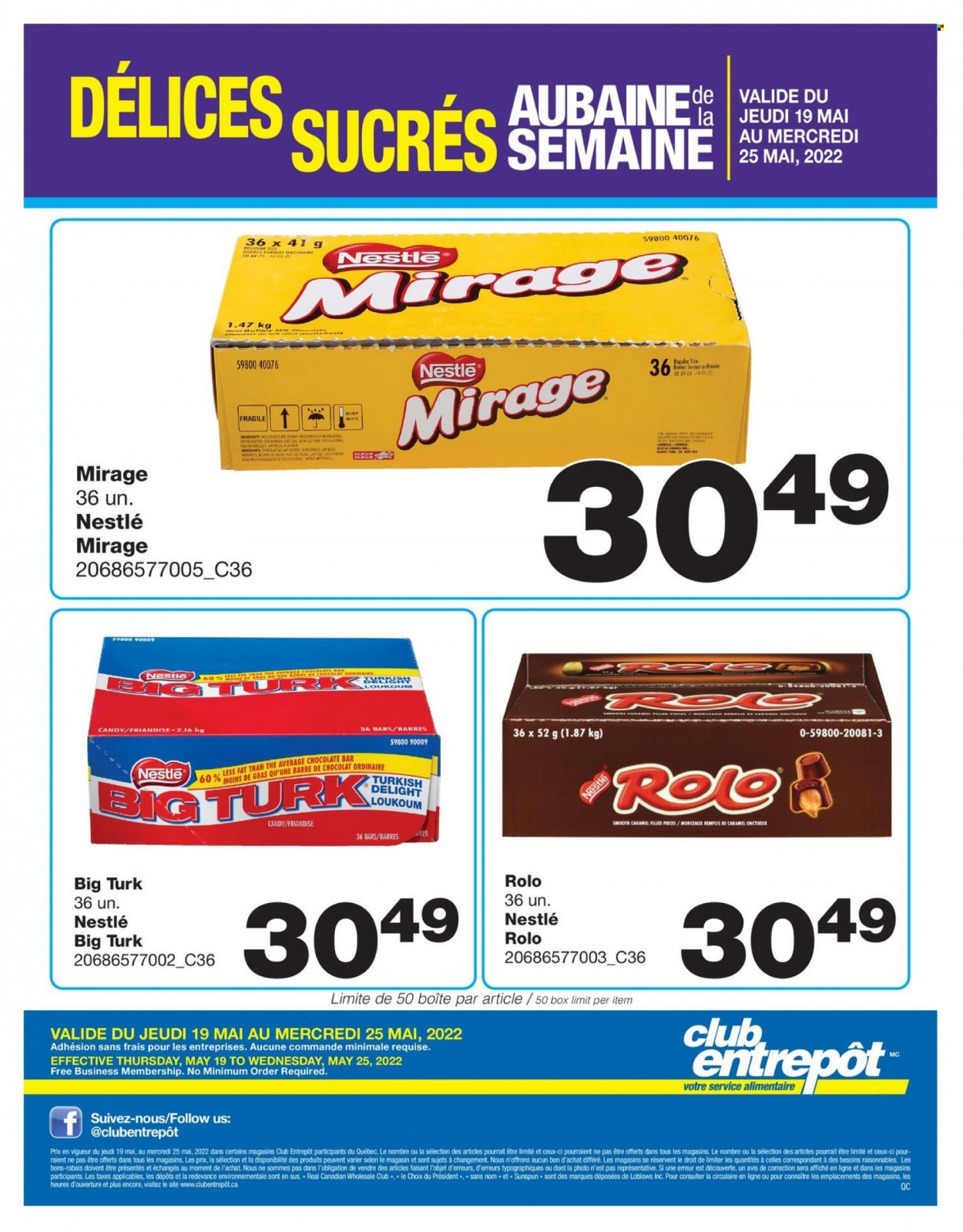 thumbnail - Wholesale Club Flyer - May 19, 2022 - May 25, 2022 - Sales products - Président, chocolate bar, cocoa, Nestlé. Page 1.
