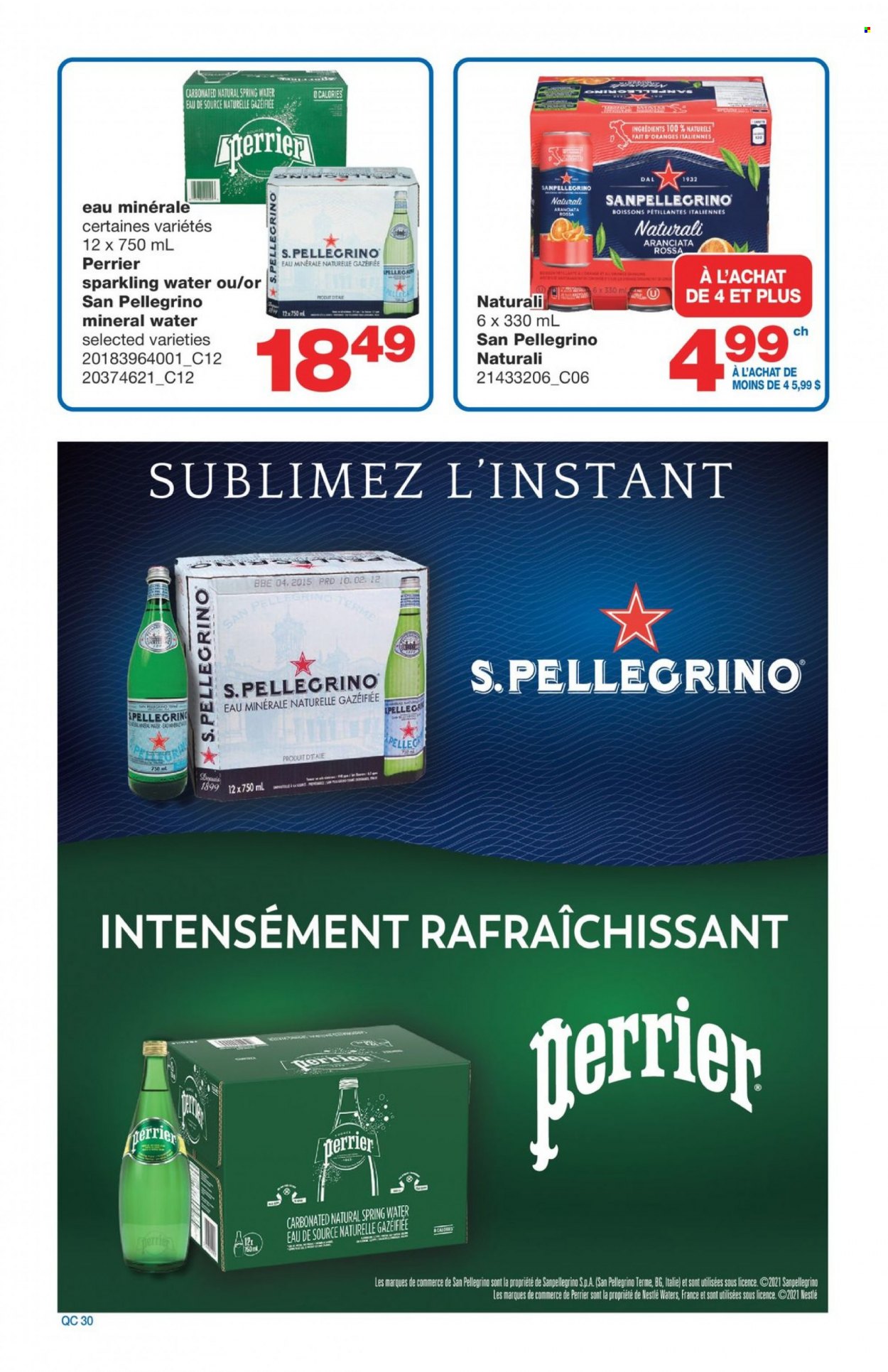 thumbnail - Wholesale Club Flyer - May 19, 2022 - June 08, 2022 - Sales products - Perrier, mineral water, spring water, sparkling water, San Pellegrino, Nestlé, oranges. Page 30.