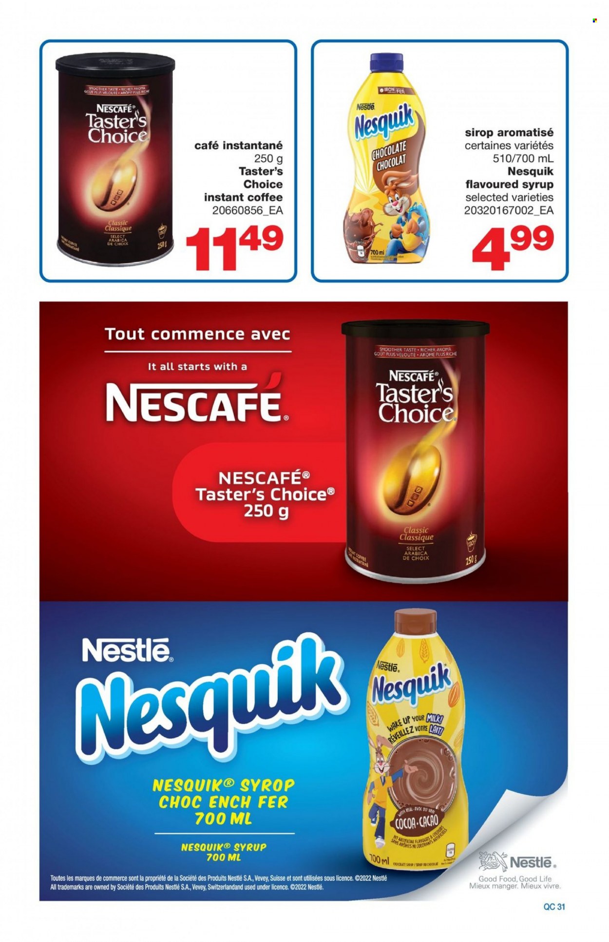 thumbnail - Wholesale Club Flyer - May 19, 2022 - June 08, 2022 - Sales products - chocolate, cocoa, Good Life, syrup, instant coffee, Nestlé, Nescafé, Nesquik. Page 31.