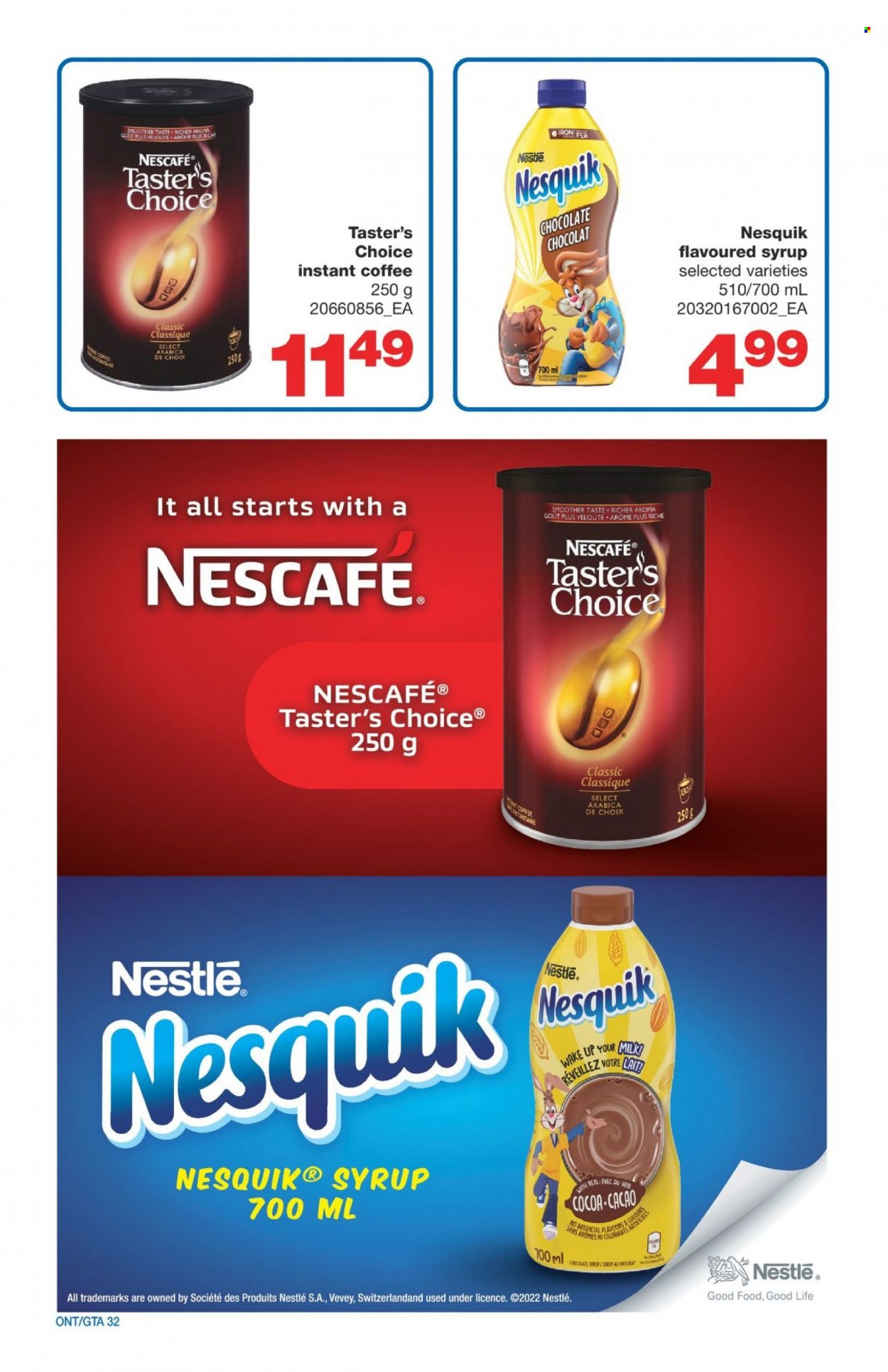 thumbnail - Wholesale Club Flyer - May 19, 2022 - June 08, 2022 - Sales products - chocolate, cocoa, Good Life, syrup, instant coffee, Nestlé, Nescafé, Nesquik. Page 32.