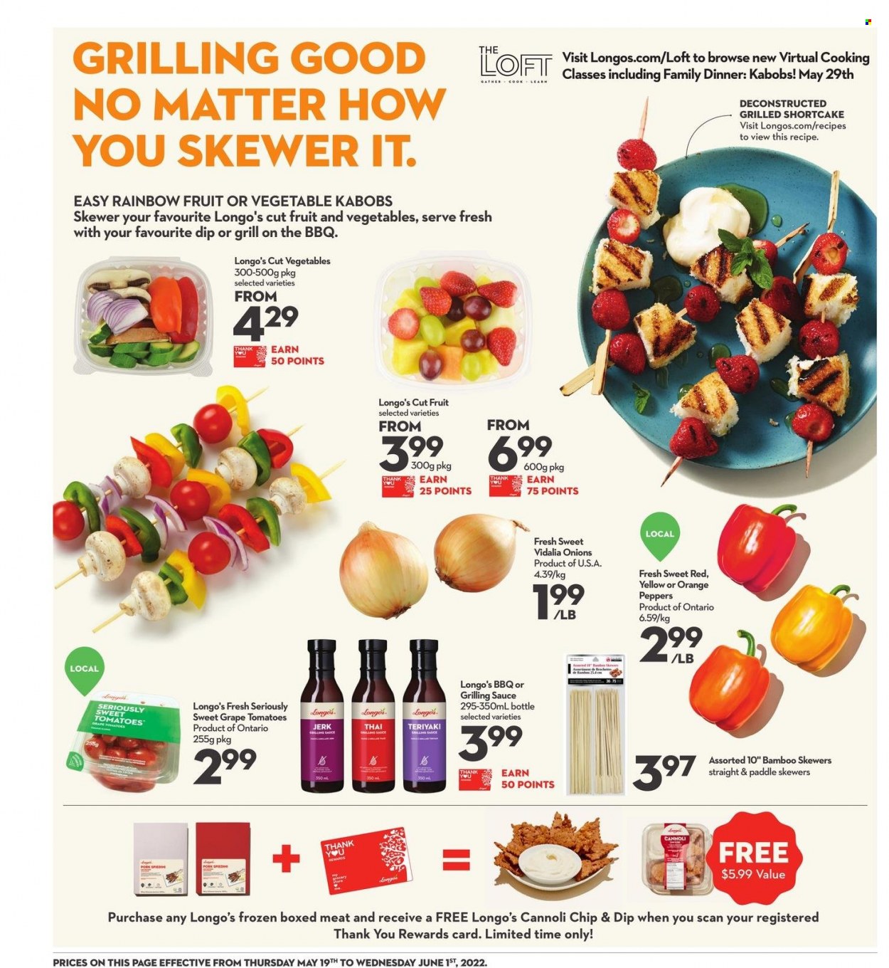 thumbnail - Longo's Flyer - May 19, 2022 - June 01, 2022 - Sales products - tomatoes, onion, sauce, oranges. Page 4.