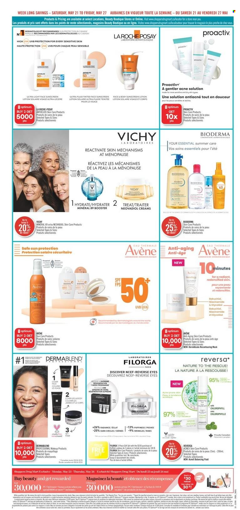 thumbnail - Circulaire Shoppers Drug Mart - 21 Mai 2022 - 27 Mai 2022 - Produits soldés - coffret cadeau, Avéne, Bioderma, La Roche-Posay, body, Filorga, Pronto, Vichy. Page 10.
