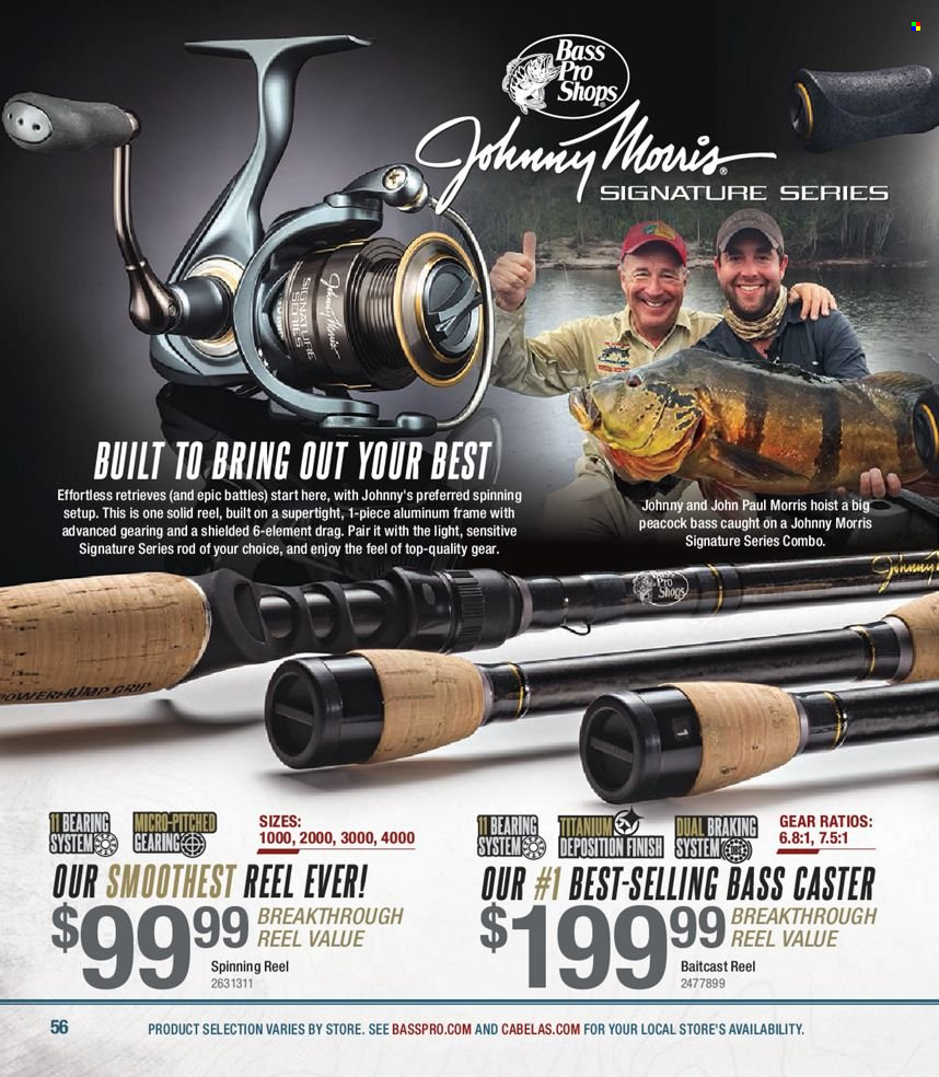 thumbnail - Bass Pro Shops Flyer - Sales products - baitcast reel, Bass Pro, reel, spinning reel. Page 56.