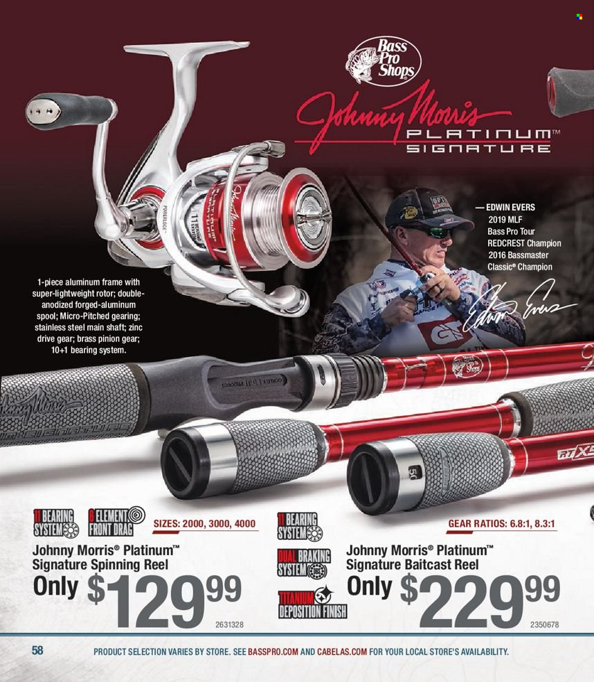 thumbnail - Bass Pro Shops Flyer - Sales products - baitcast reel, Bass Pro, reel, spinning reel. Page 58.