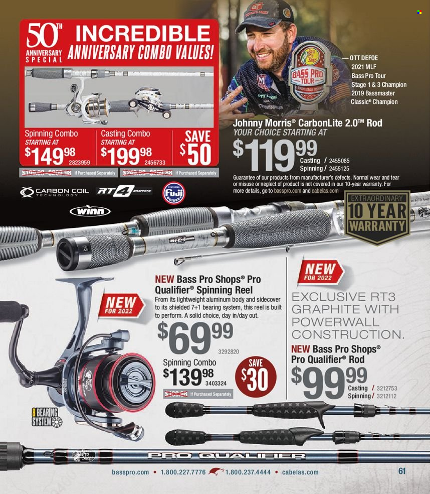 thumbnail - Bass Pro Shops Flyer - Sales products - Bass Pro, reel, spinning reel. Page 61.