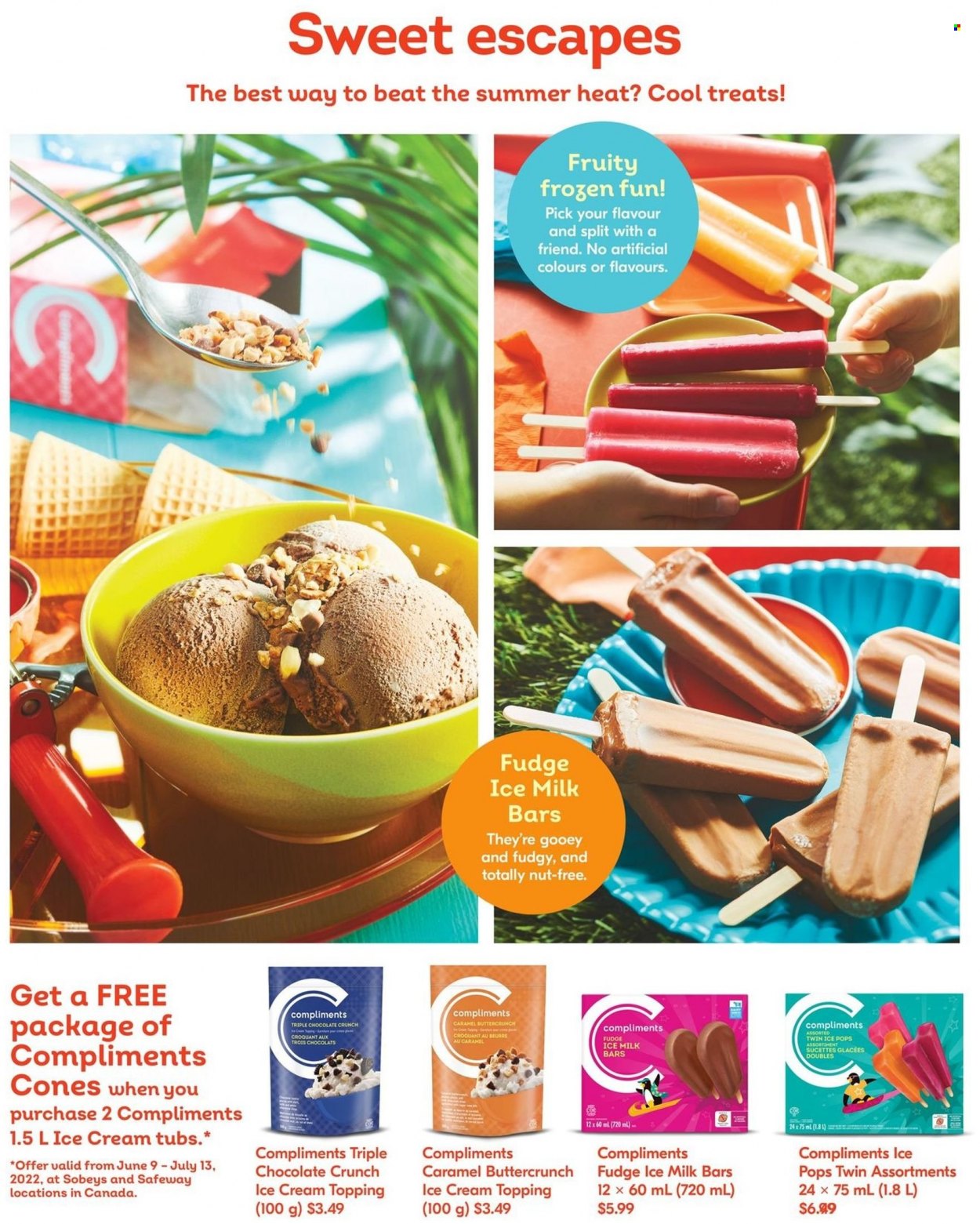 thumbnail - Safeway Flyer - June 09, 2022 - July 13, 2022 - Sales products - milk, ice cream, fudge, topping, caramel. Page 3.