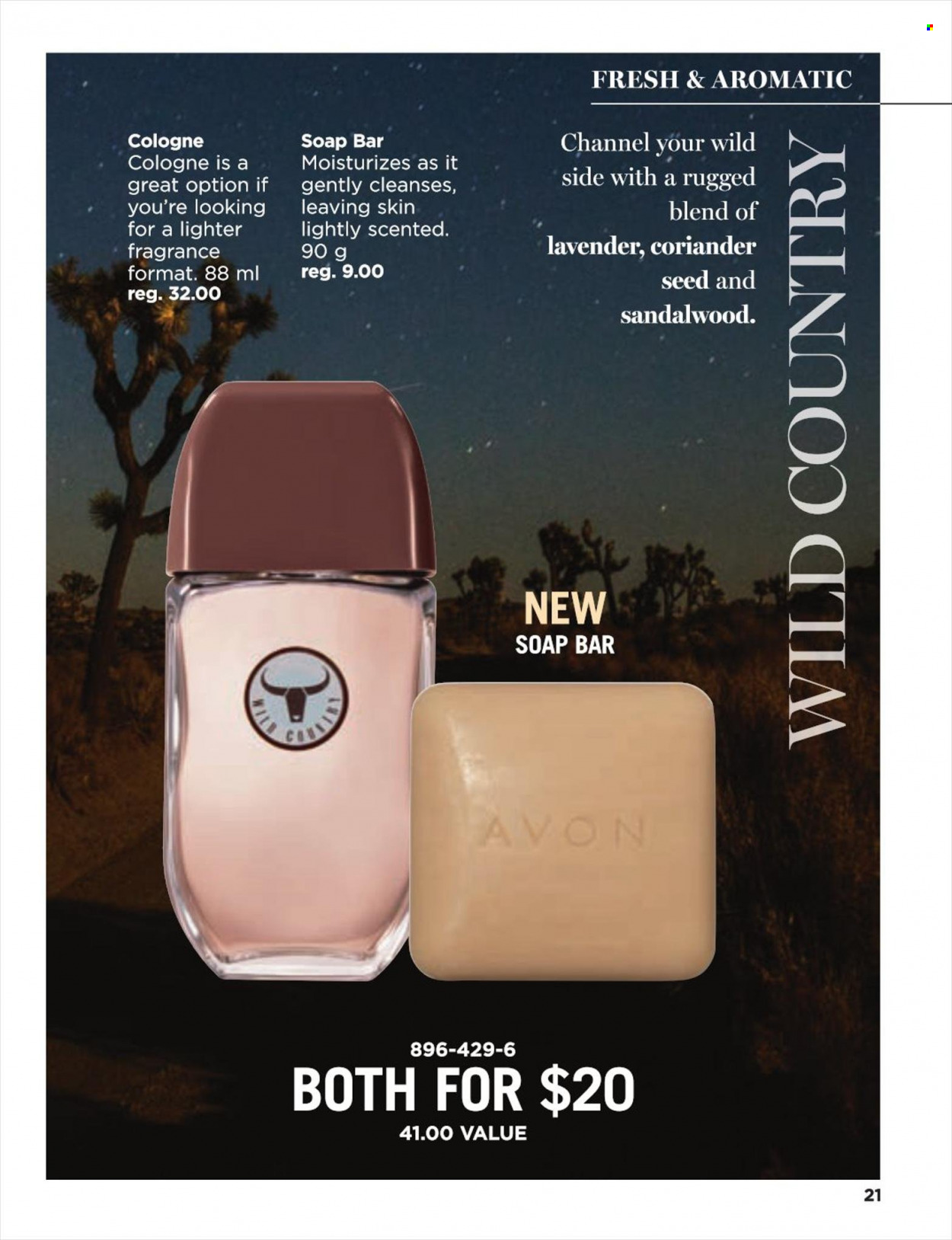 thumbnail - Avon Flyer - Sales products - Avon, soap bar, soap, cologne, fragrance. Page 21.