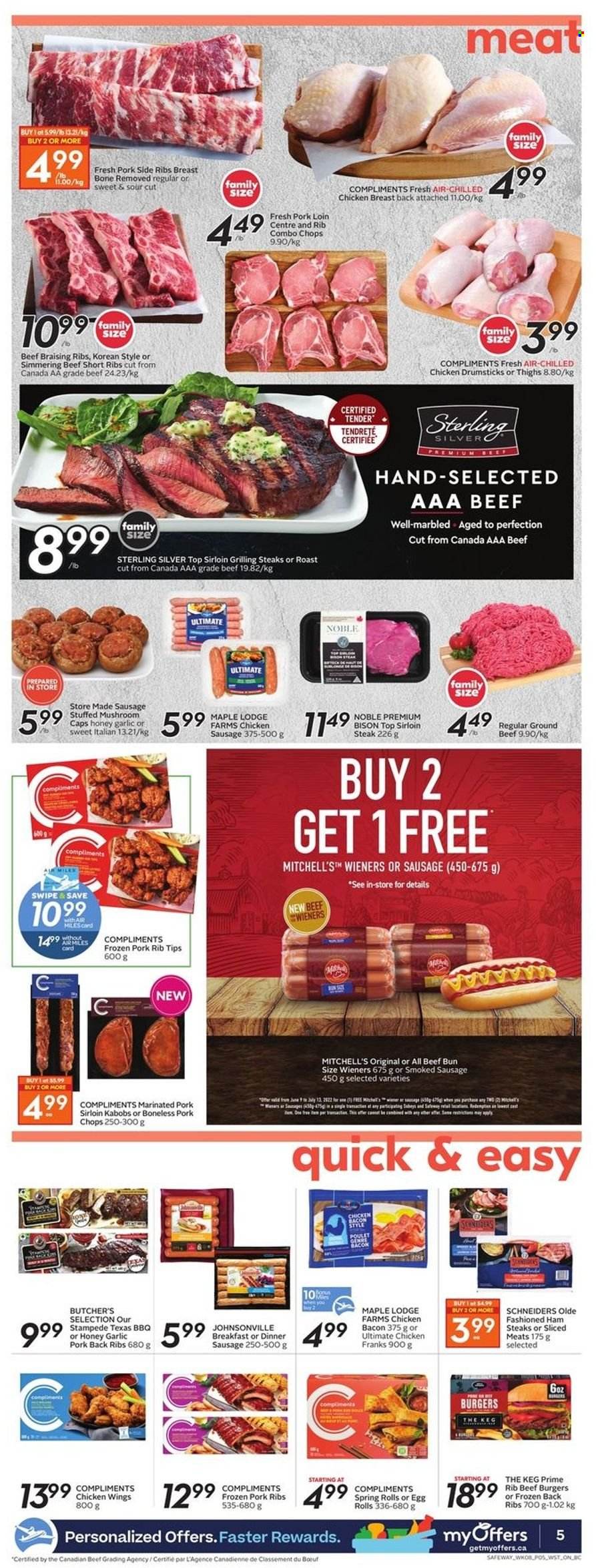 thumbnail - Circulaire Safeway - 23 Juin 2022 - 29 Juin 2022 - Produits soldés - poulet, steak, bacon. Page 5.
