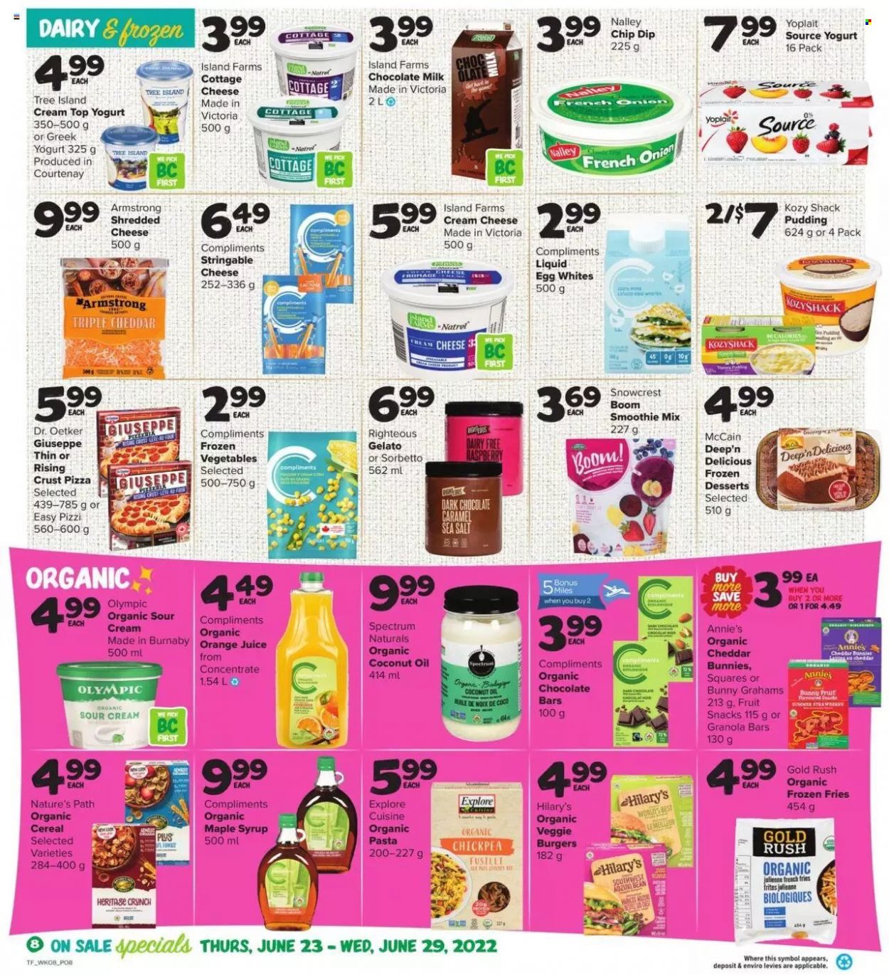 thumbnail - Circulaire Thrifty Foods - 23 Juin 2022 - 29 Juin 2022 - Produits soldés - pizza, Yoplait, pudding, McCain, frites, noix, smoothie. Page 8.