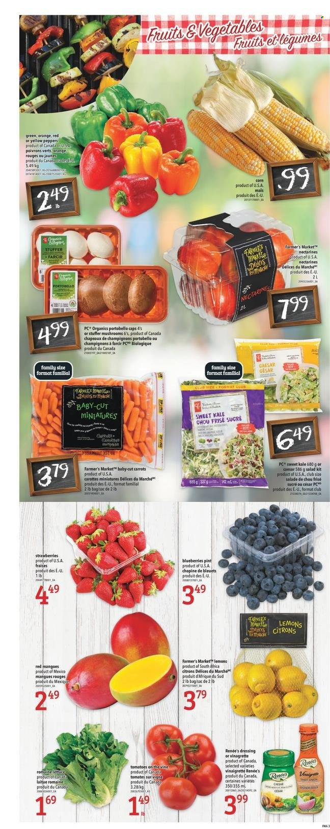 thumbnail - Circulaire Freshmart - 23 Juin 2022 - 29 Juin 2022 - Produits soldés - salade, carotte, chou, poivrons, citron, fraises, nectarine, Caesar, LU, sucre, vinaigrette. Page 3.