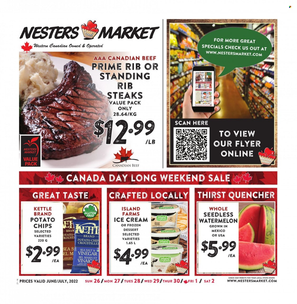 thumbnail - Circulaire Nesters Food Market - 26 Juin 2022 - 02 Juillet 2022 - Produits soldés - dessert, steak, chips, sel. Page 1.