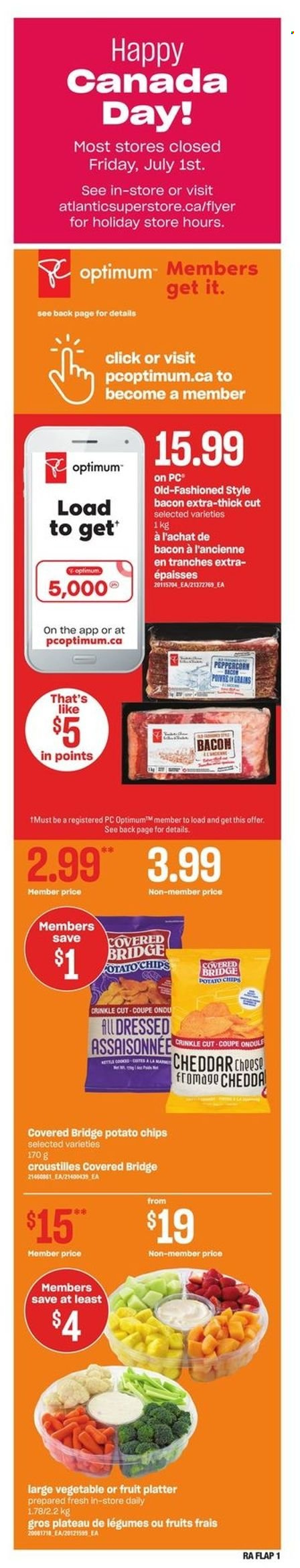 thumbnail - Atlantic Superstore Flyer - June 30, 2022 - July 06, 2022 - Sales products - bacon, cheese, crinkle fries, potato chips, chips, Optimum. Page 12.