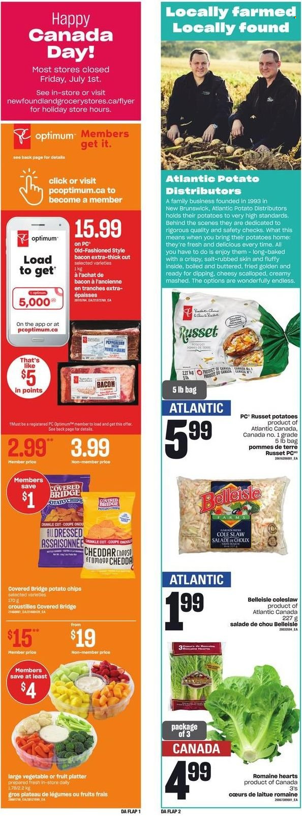 thumbnail - Dominion Flyer - June 30, 2022 - July 06, 2022 - Sales products - russet potatoes, coleslaw, bacon, cheese, crinkle fries, potato chips, chips, salt, Optimum. Page 14.