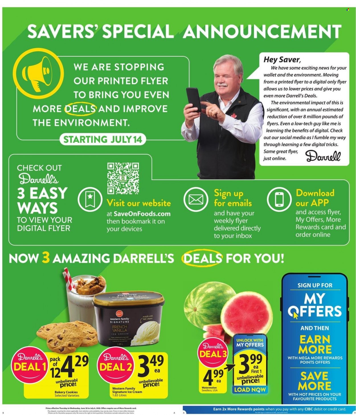 thumbnail - Save-On-Foods Flyer - June 30, 2022 - July 06, 2022 - Sales products - watermelon, ice cream, cookies. Page 16.
