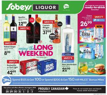 Circulaire Sobeys Liquor - 28 Juillet 2022 - 03 Août 2022.