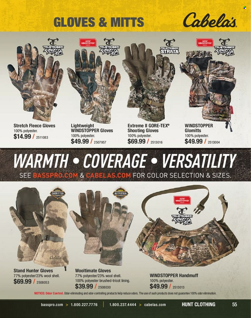 thumbnail - Bass Pro Shops Flyer - Sales products - gloves, pendant. Page 55.