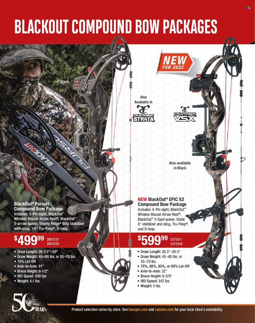 thumbnail - Bass Pro Shops Flyer - Sales products - biscuit, compound bow, blackout. Page 266.