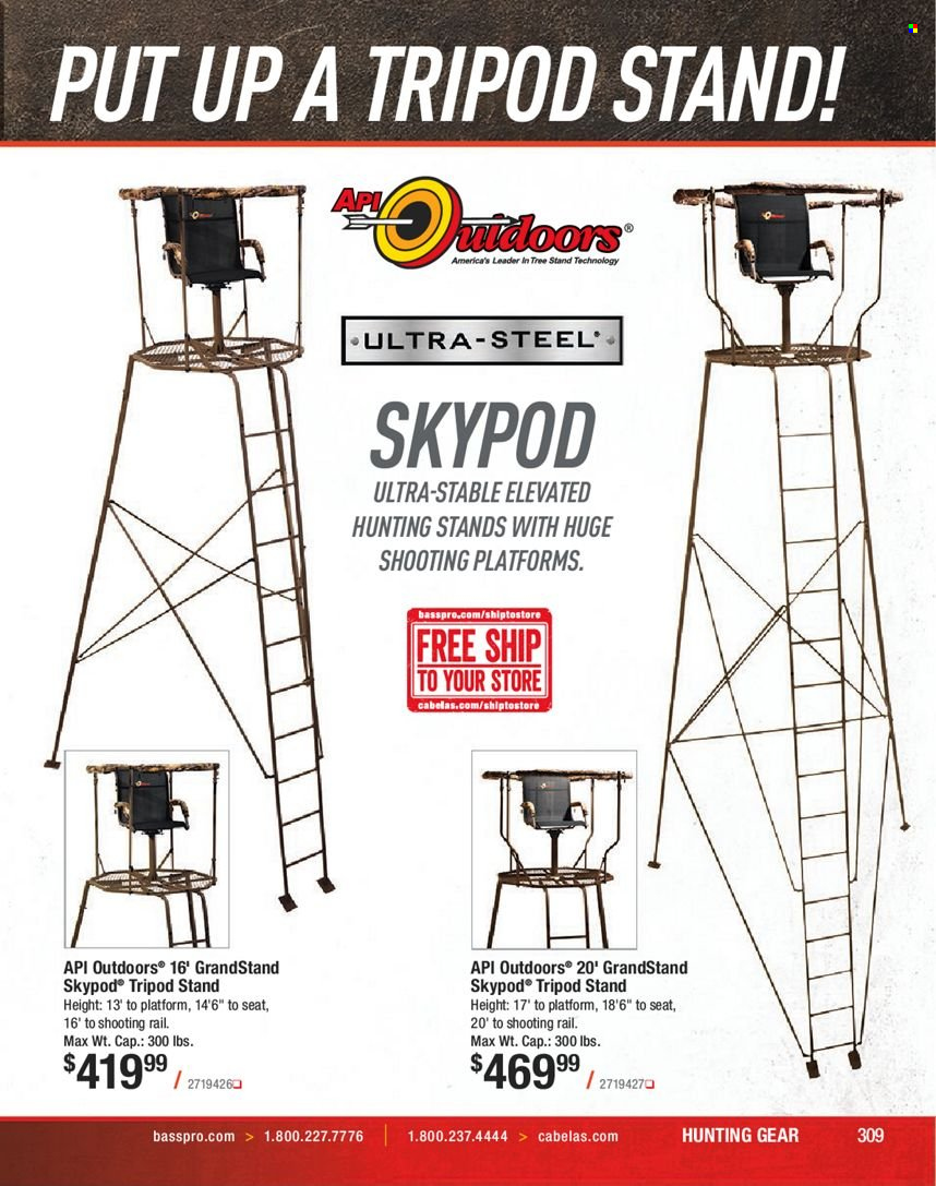 thumbnail - Bass Pro Shops Flyer - Sales products - tripod, tripod stand. Page 309.