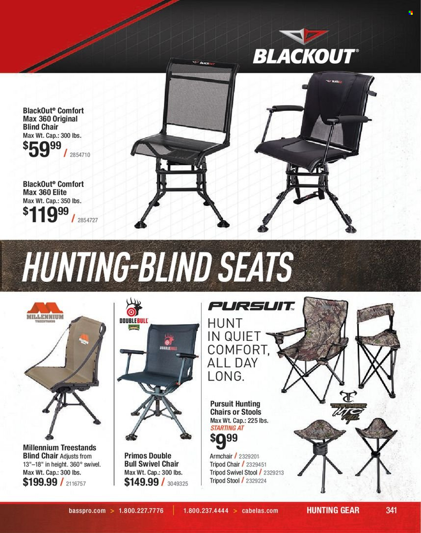 thumbnail - Bass Pro Shops Flyer - Sales products - tripod, tripod chair, chair, blackout. Page 341.