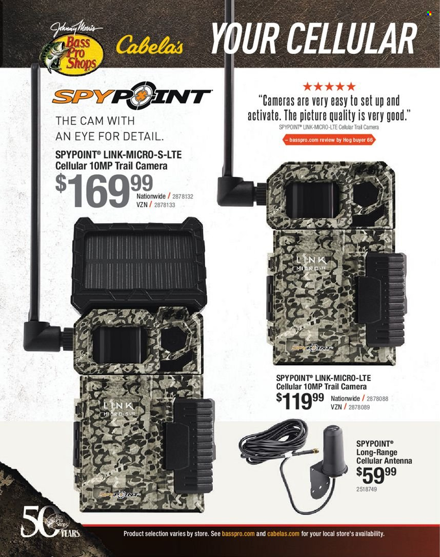 thumbnail - Bass Pro Shops Flyer - Sales products - trail cam, antenna, Bass Pro, camera. Page 378.