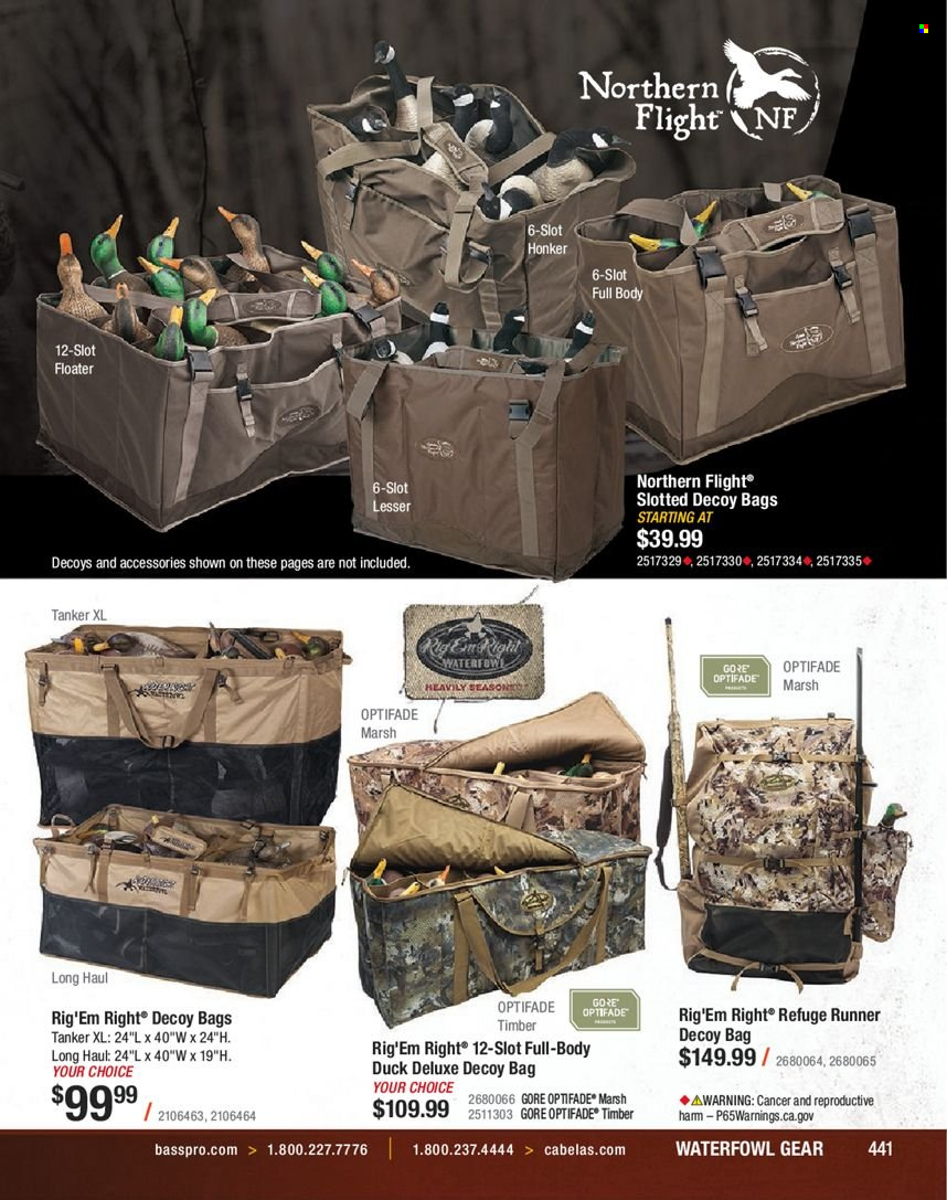 thumbnail - Bass Pro Shops Flyer - Sales products - bag. Page 441.