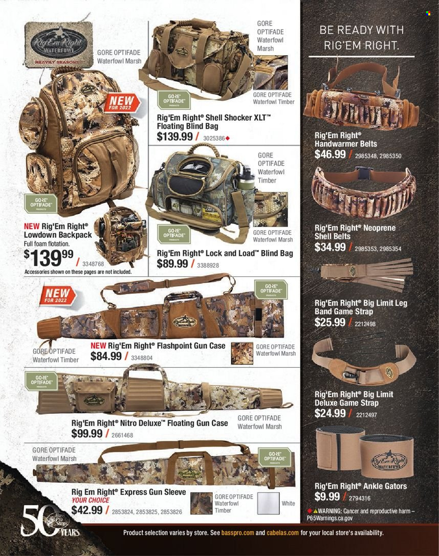 thumbnail - Bass Pro Shops Flyer - Sales products - backpack, bag, neoprene, gun case, strap. Page 444.