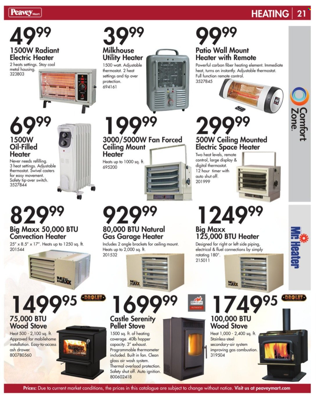 thumbnail - Peavey Mart Flyer - August 15, 2022 - November 30, 2022 - Sales products - thermometer, electric heater, heater, stove, pellet gun. Page 21.