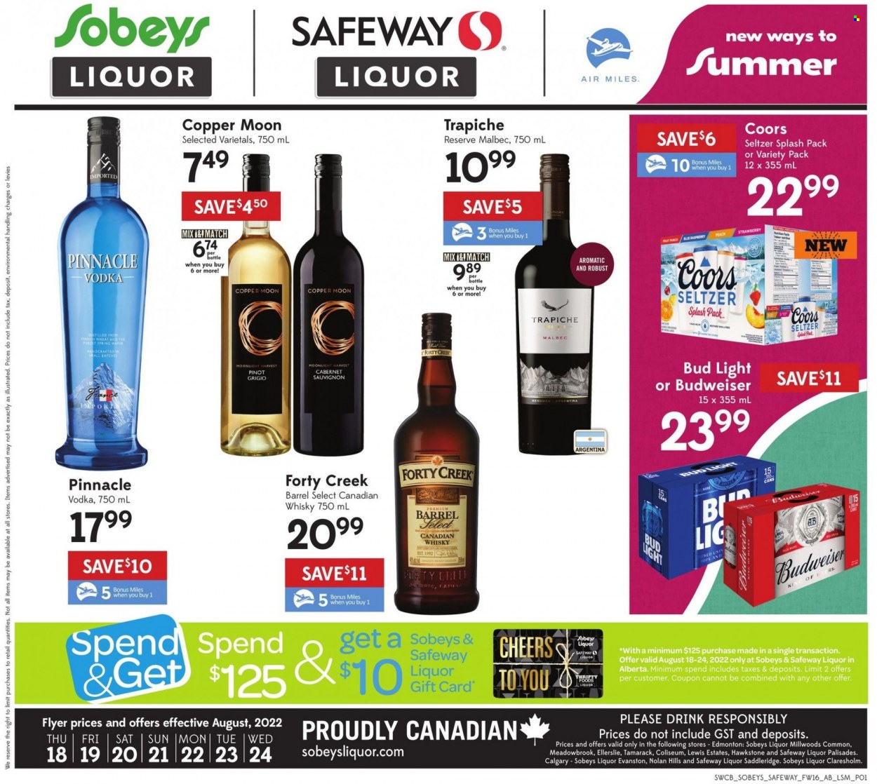 Sobeys Liquor flyer - August 18, 2022 - August 24, 2022. Page 1