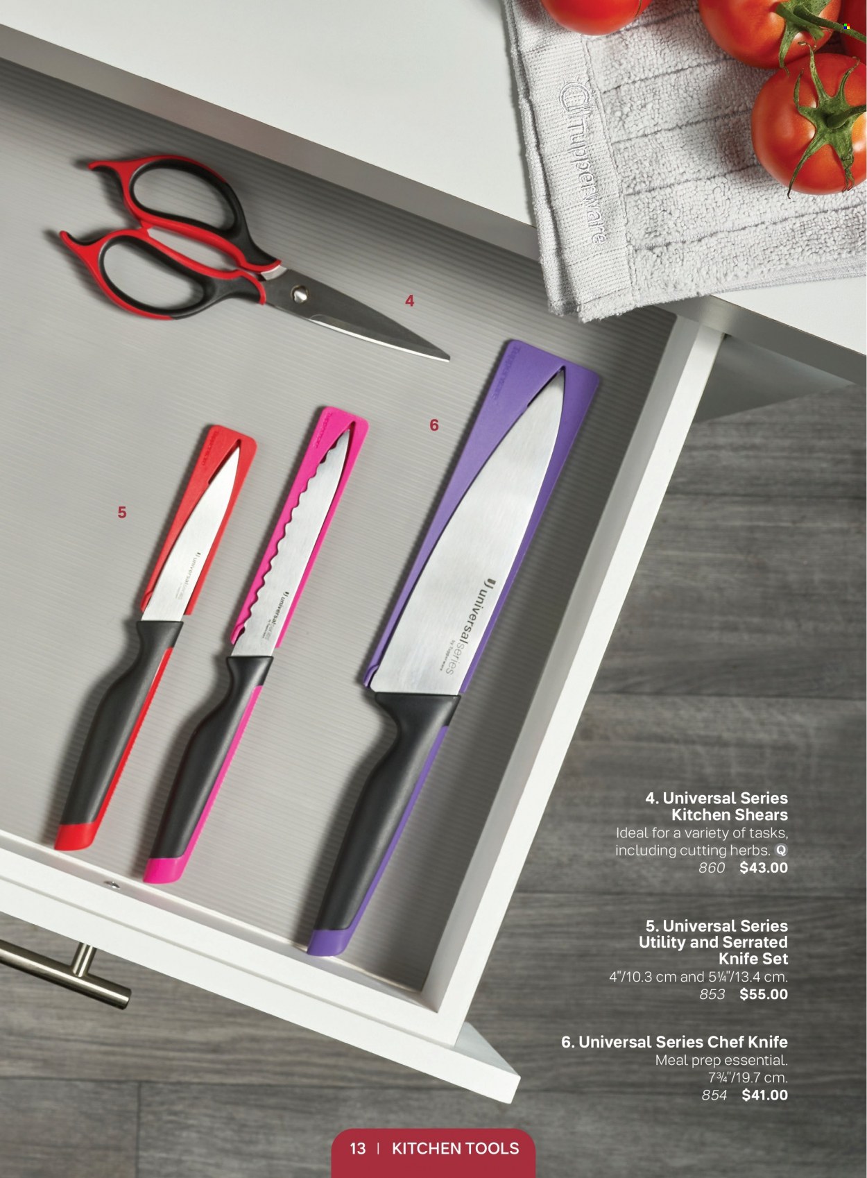 thumbnail - Tupperware Flyer - Sales products - knife, kitchen tools, herbs. Page 13.